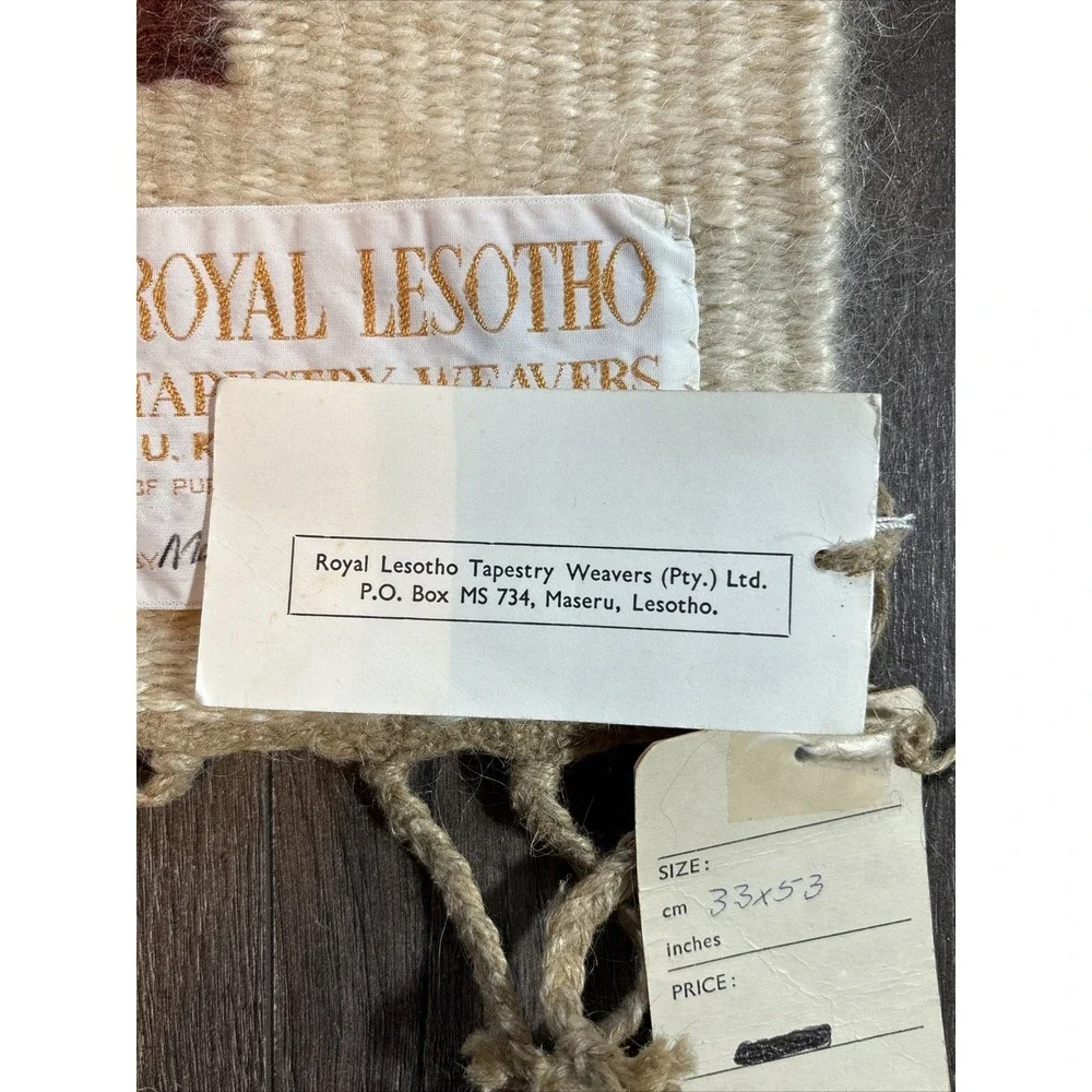 Vintage Royal Lesotho Tapestry Weavers Peru Mohair Mat 21x12 NWT Southwest Decor